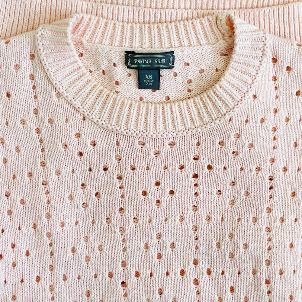 J. Crew Light Pink Eyelet Crewneck Sweater - Picture 5 of 10